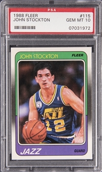 1988-89 Fleer #115 John Stockton Rookie Card - PSA GEM MT 10